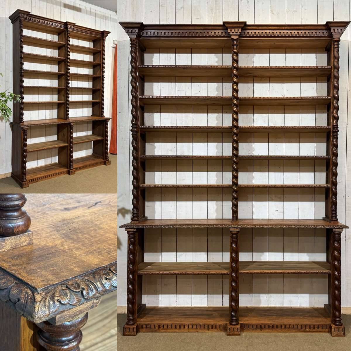 Bibliothèque de boiserie en chêne et sapin début XXème