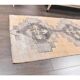 Natural Vintage Geometric Turkish Hand-Knotted Runner Rug 80x341