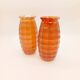 Paire Vases Art Déco Josef Invald Carnival Marigold Orange Irisé Jacobean