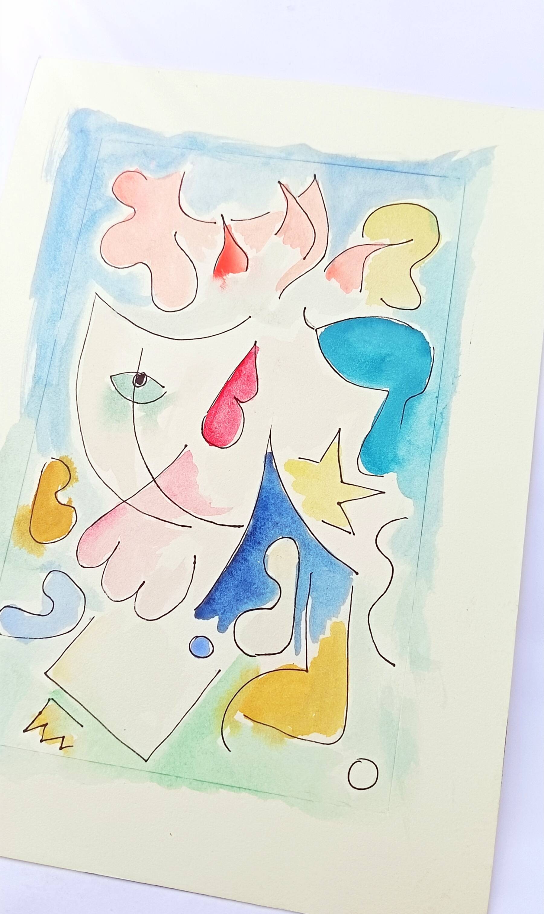 Original abstract painting – poetic composition – 24 x 34 cm