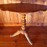 Antique furniture table 19th pedestal table oval tripod shape violin walnut solid provincial crafts