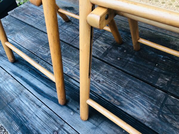Set de 2 chaises pliantes vintage, cannage rotin pour Habitat, circa 70/80