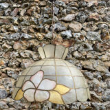 Vintage mother-of-pearl and brass pendant light 1970