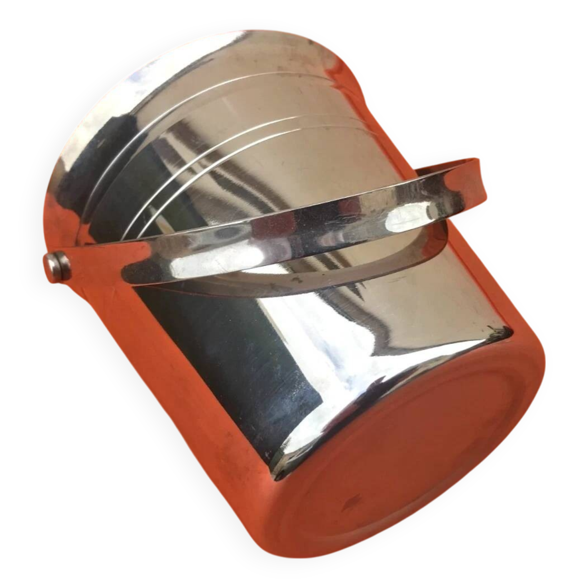 1960s Guy Degrenne Ice Bucket with Handle 18/10 Stainless Steel