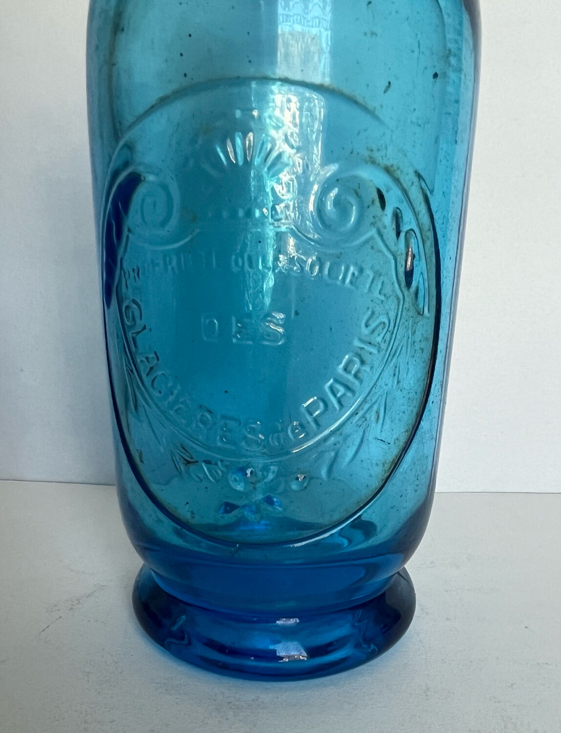 Old blue glass siphon