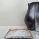 Empty pocket plate in Japanese stoneware.