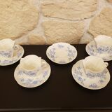 5 cups & 4 under cups blue flowers