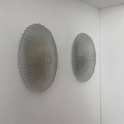 Pair of vintage sandblasted glass wall lights, France 1970s