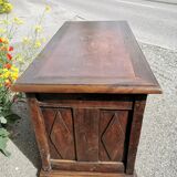 Rustic solid oak desk on leather