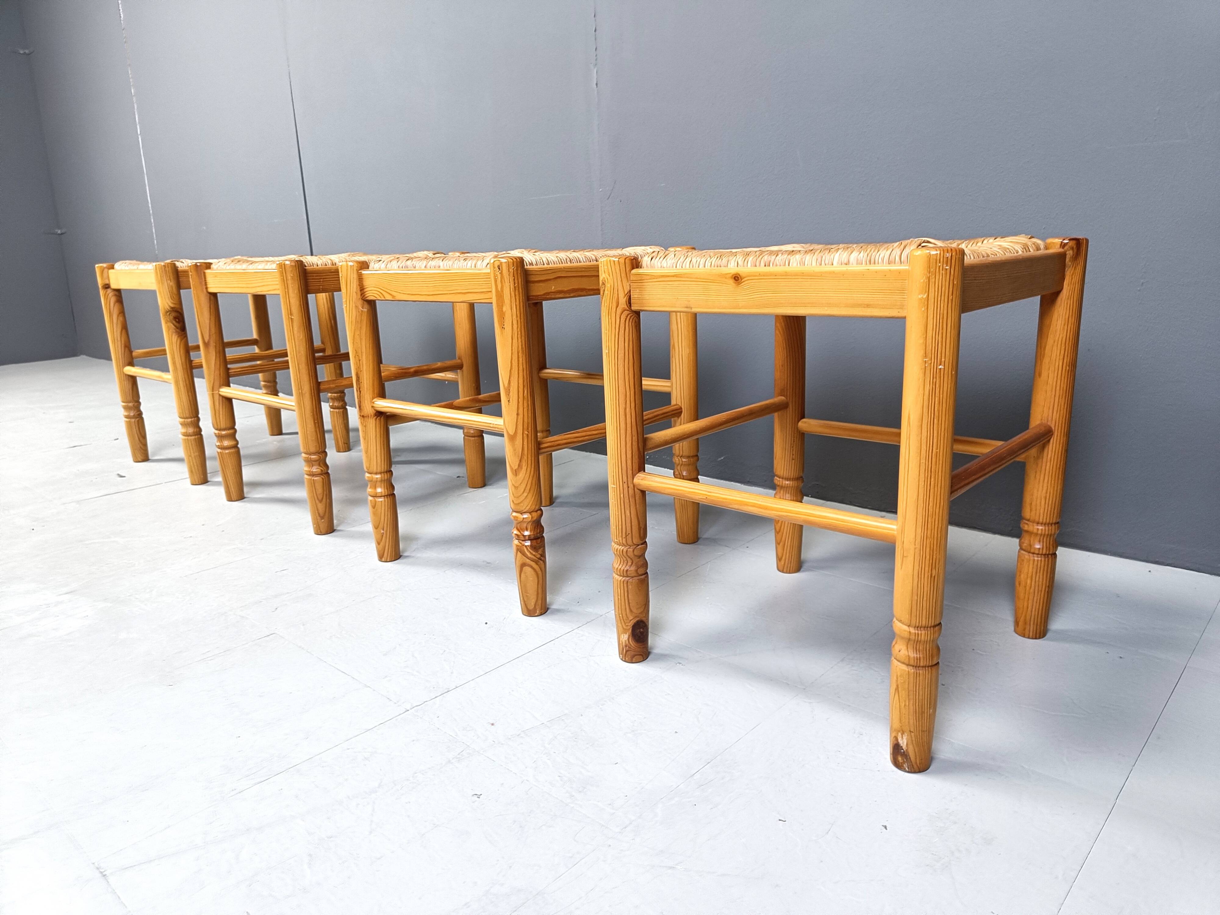 Vintage wicker stools - set of 4, 1960s