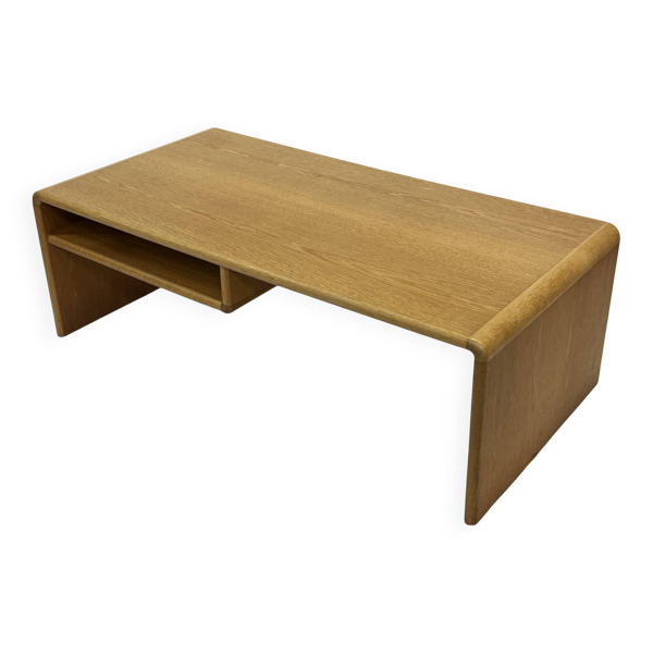 Table basse vintage minimaliste en chêne design années 80