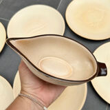 Lot 12 assiettes et saucière en grès Poissons