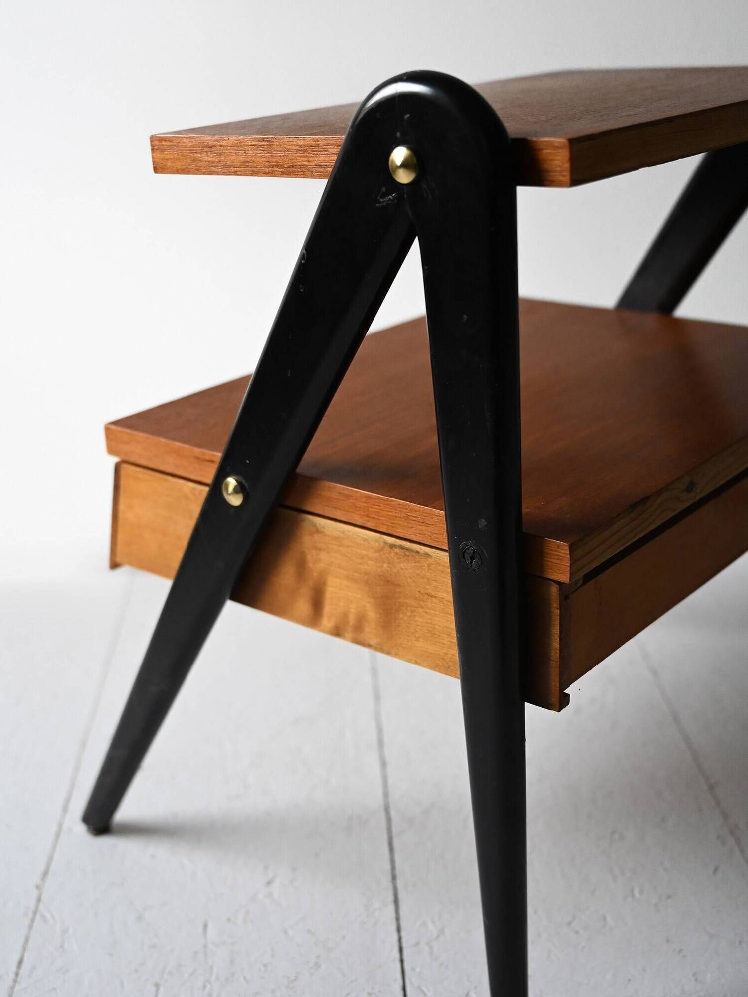 Pair of 1960s Scandinavian nightstands with black detail