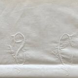 Antique cotton sheet Monogram "sc"