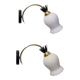Duo of opaline brass wall lamps black or white finish of your choice