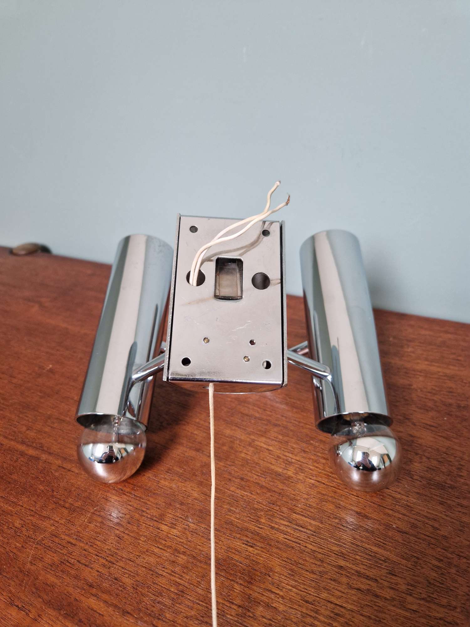 Double wall light in chrome metal, Gaetano Sciolari, 1970.