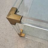 Table basse en plexiglas, laiton et verre, 1970