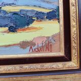 Oil on canvas by Michel No, 1980s.