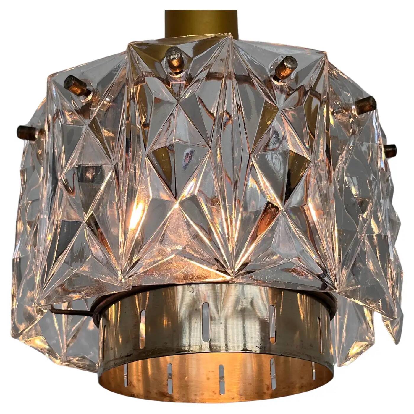 Pair of midcentury glass chandeliers/pendants by Kinkeldey, Germany, 1970s