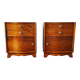 Pair of Art Deco curved bedside tables in light wood.