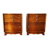 Paire de tables chevet Art Déco galbés en bois blond