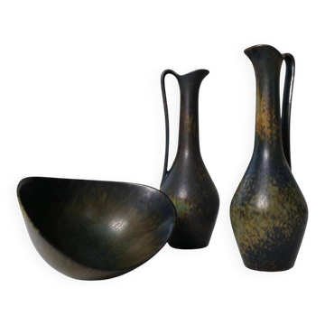 Collection of 3 ceramic vessels by Gunnar Nylund Rörstrand Sweden, 1950s