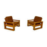 Set of 2 Swedish design pine armchairs by Roland Wilhelmsson, 1970s