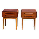 Tables de chevet en teck avec pieds en chêne attribuées à Johannes Andersen, 1964, lot de 2