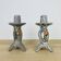 Pair of ceramic candlesticks by Marius Bessone in Vallauris