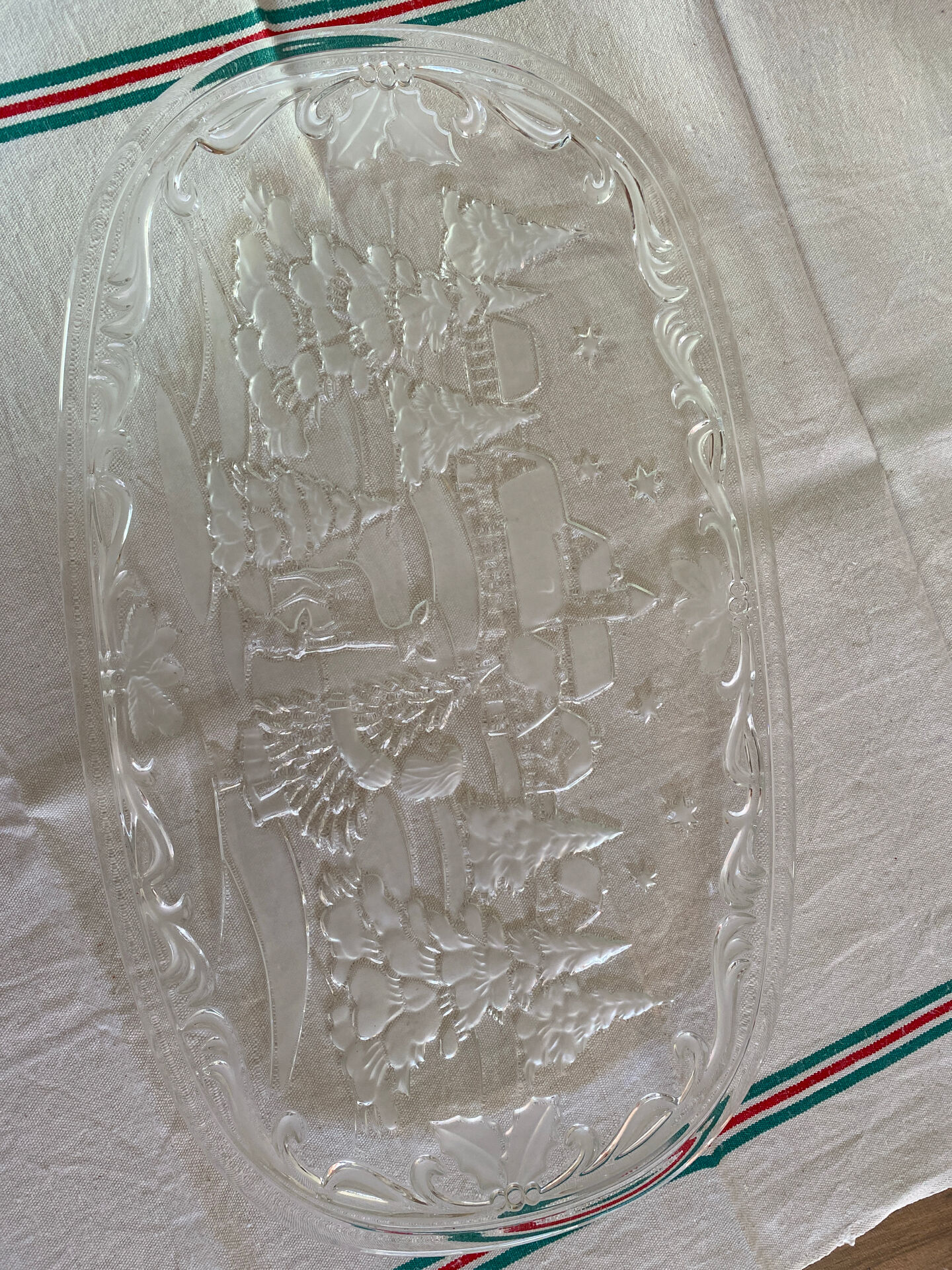 Plat de service en verre transparent - Noël