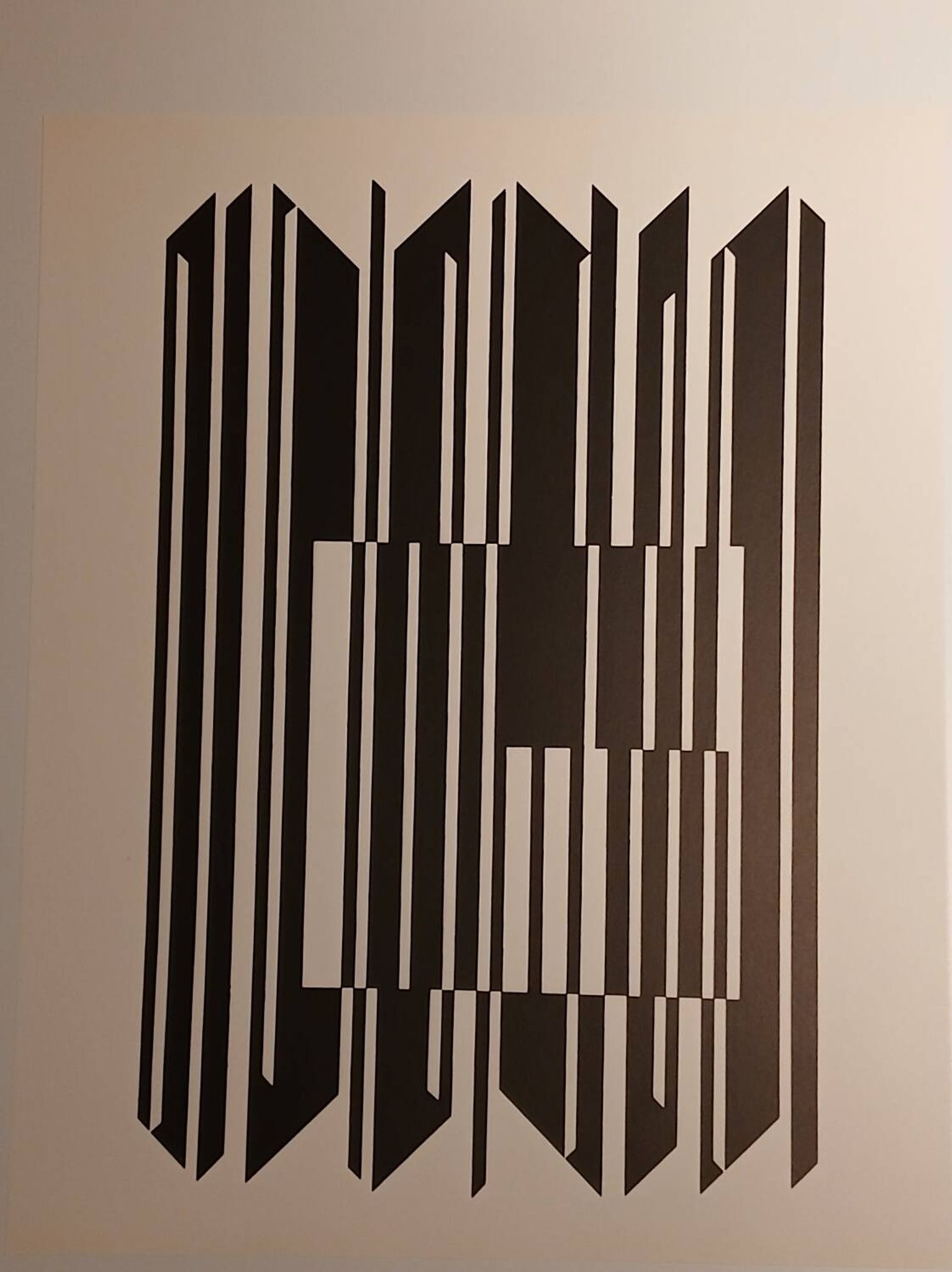 Vintage screen print by Victor Vasarely after a linear work, circa 1970