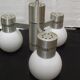 Chandelier suspended three lights 1970 white opaline brushed alu