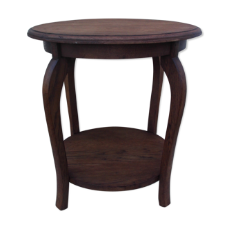Table basse ronde en chêne 2 plateaux