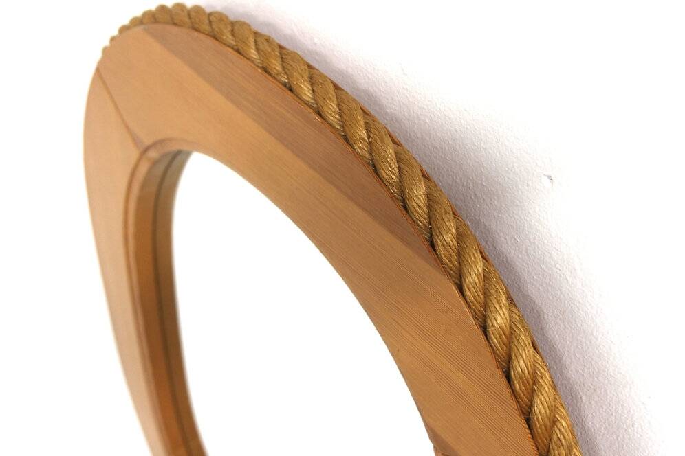 Miroir scandinave en pin et en corde, Suède, 1960, 103cm x 73cm