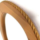 Miroir scandinave en pin et en corde, Suède, 1960, 103cm x 73cm