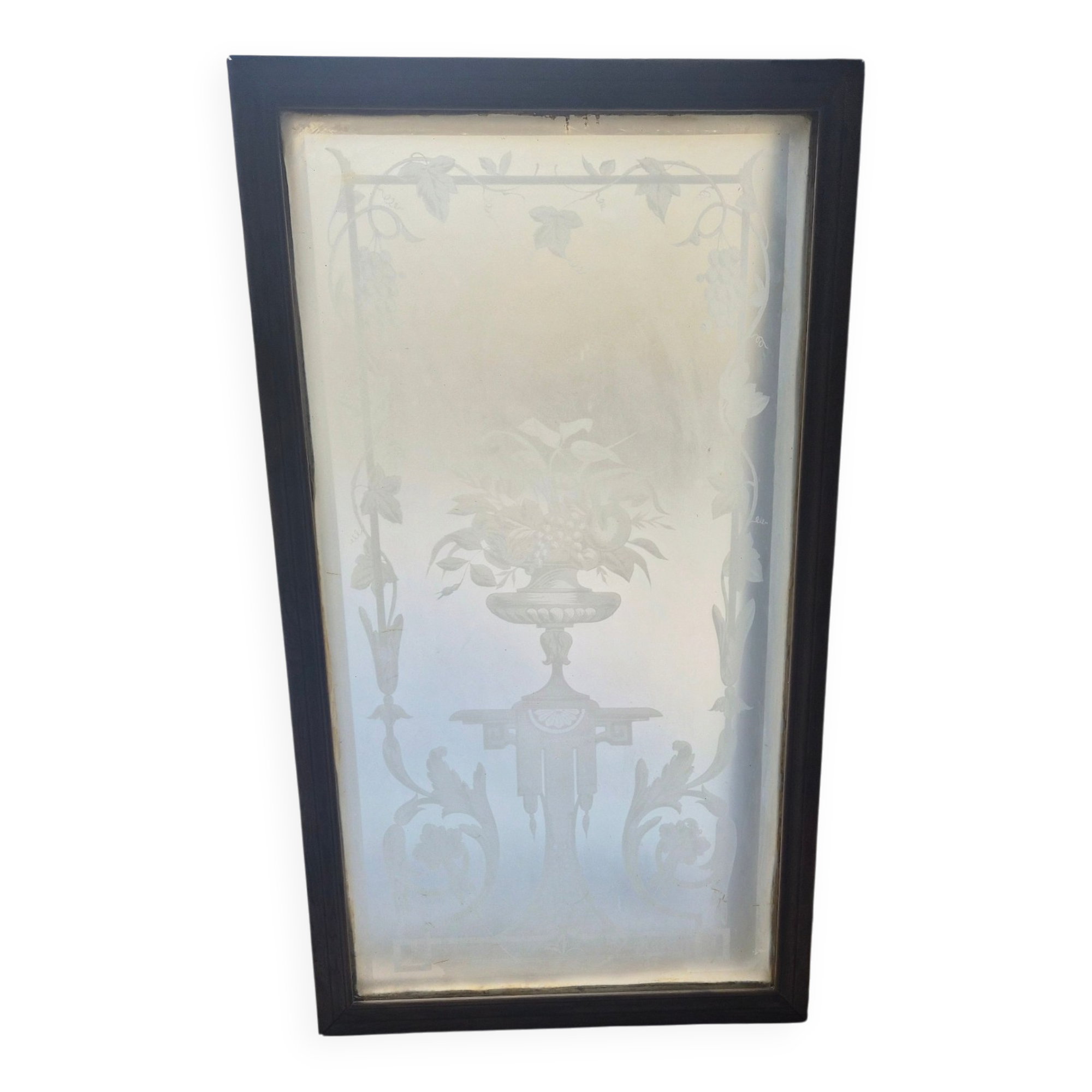 Vitre de bistrot parisien en verre dépoli 1900