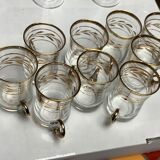 8 old shot glasses with gilding and handle