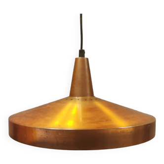 Older hanging lamp, in thin copper, Danish and estimated from the 1960s