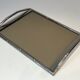 Chrome tray style faux-bamboo with smoked glass top
