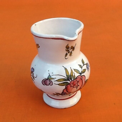 Milk jug XIXth polychrome ceramic floral decoration