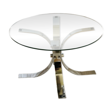 Vintage coffee table in glass and chrome