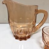 Orange pitcher and 4 rosaline glasses