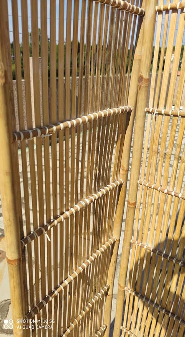 Paravent en bambou vers 1980