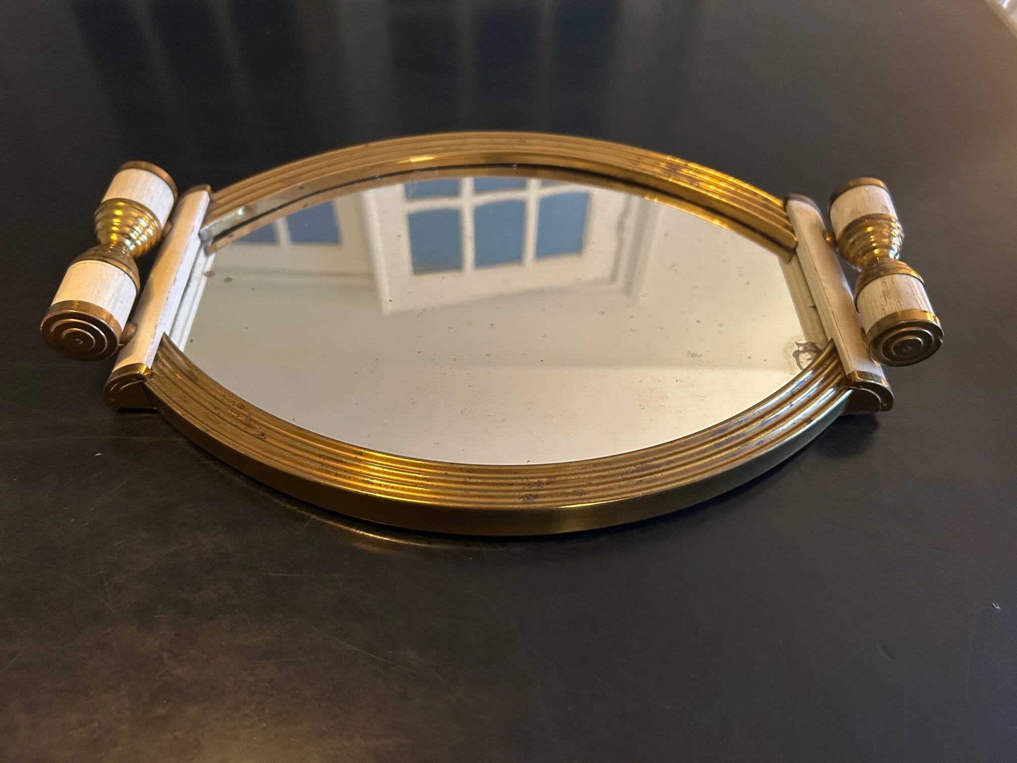 art deco mirrored tray