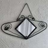 French Art Deco wrought iron mirror, 1930s