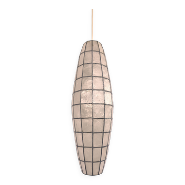 Luminaire fuseau 62cm nacre et laiton années 70