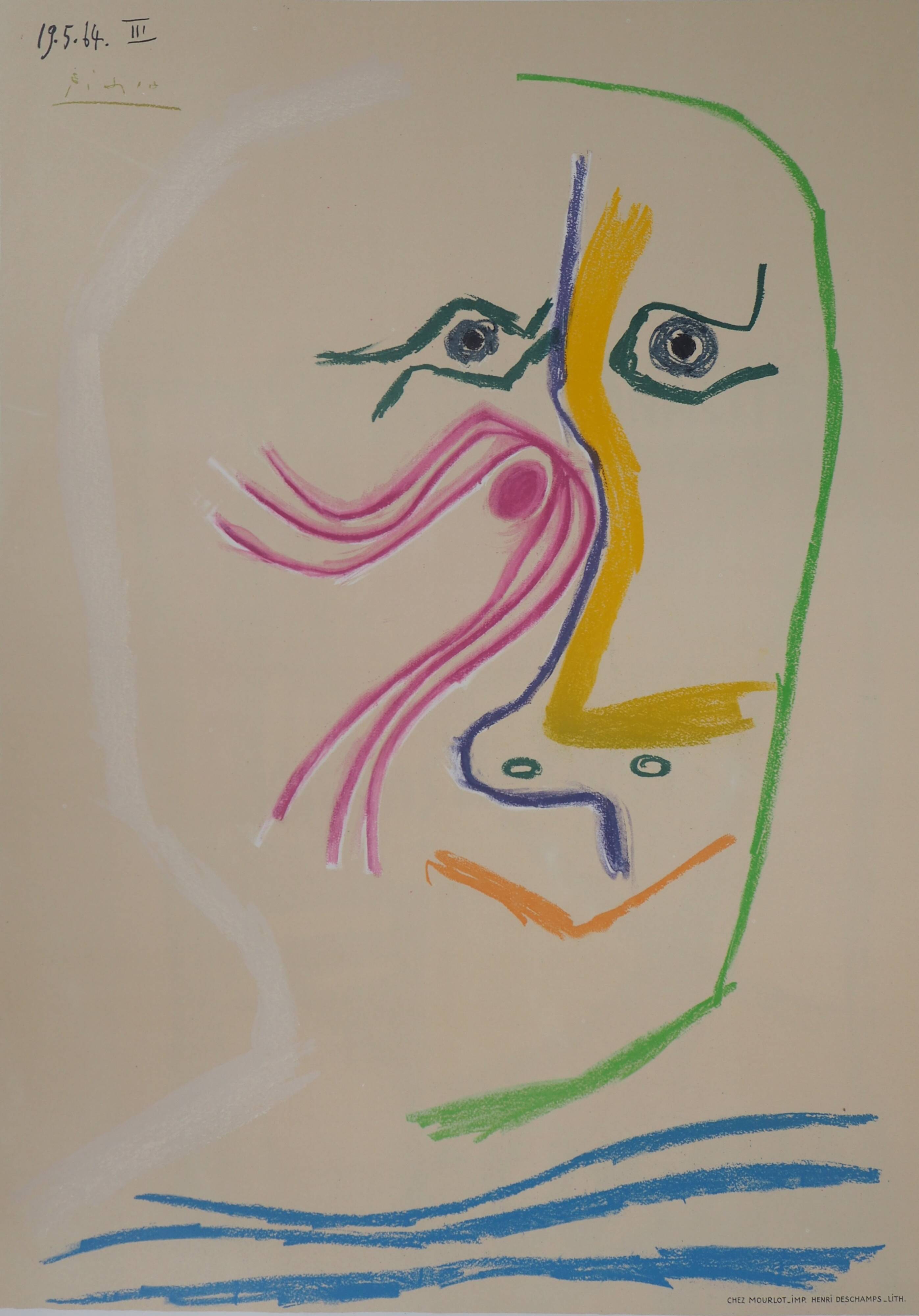 Pablo picasso: homage to rené char - signed lithograph (musée céret, 1969)