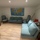 Banquette sofa circa 1970 blue fabric/yellow polka dots