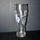 Large vintage beer glass in enamelled glass with hop flowers H22cm