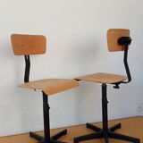 Pair of high workshop bar chairs
